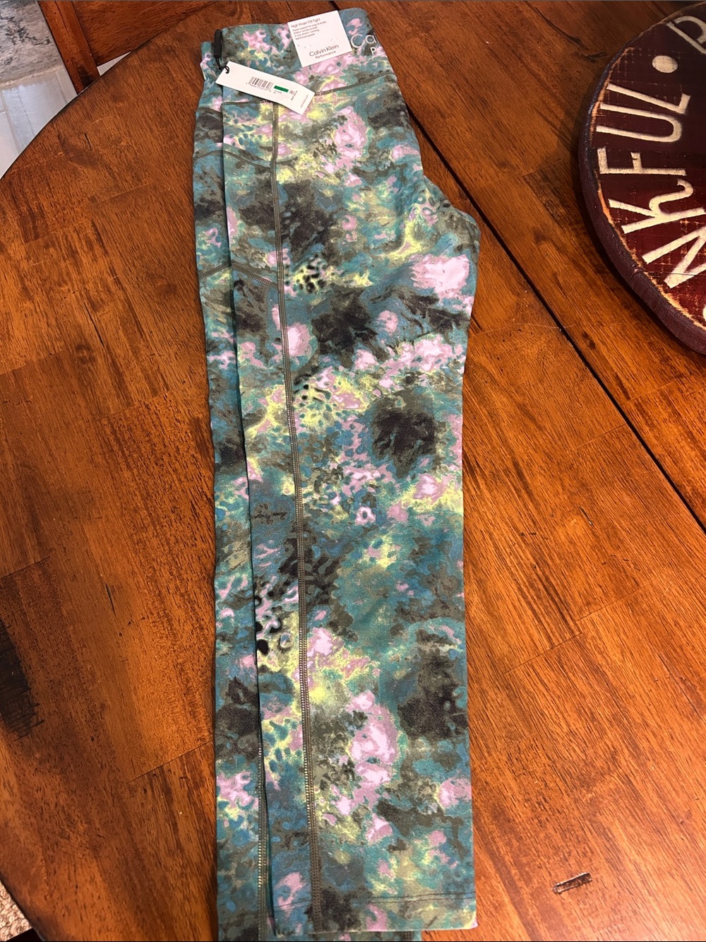 Calvin Klein Performance Teal Multi High-Waist 7/8 Leggings - Picture 2 of 4